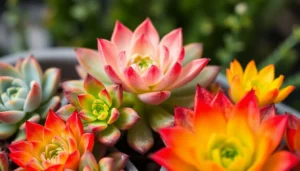 succulents with flowers